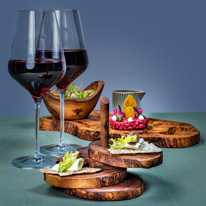 Підставки з високоякісної оливкової деревини, натуральні та необроблені в рустикальній круглій формі, діаметр приблизно 12 см, в комплекті, 6 шт. (сільський)