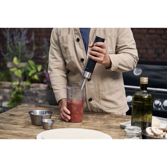 Беспроводной ручной блендер с цифровыми кухонными весами и измельчителем, набор из 5 предметов, черный Zwilling