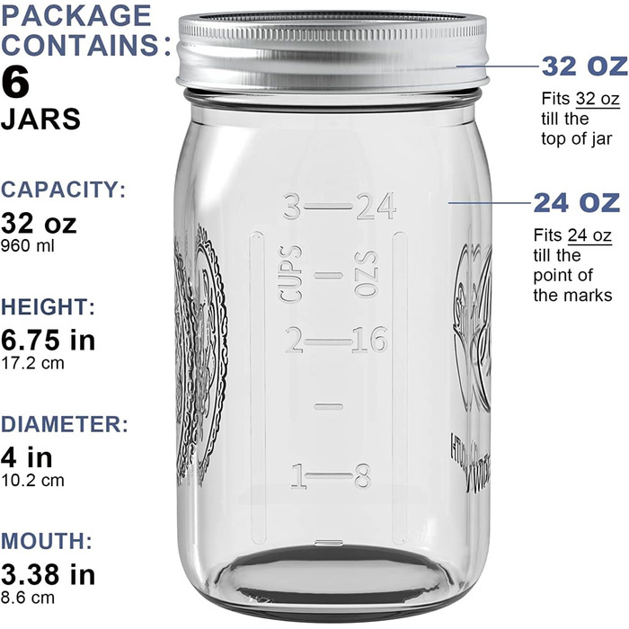 Банки з кришками для консервації 960 мл Tebery