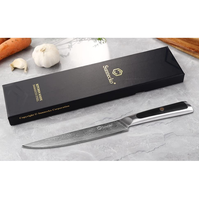 Дамаський ніж Sunnecko 20 см Кухонний ніж шеф-кухаря - гострий ніж з дамаської сталі, кухонний ніж з ергономічною ручкою