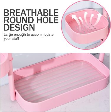 Стойка для специй APEXCHASER, 3-уровневый вращающийся держатель для специй, вращающийся на 360 хранилище для специй, металлический кухонный органайзер для бутылки для специй, банки для специй 35 * 19 * 37,5 см (низкий, розовый)