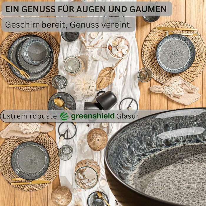 Набір із 6 тарілок для пасти темно-сірий Sänger