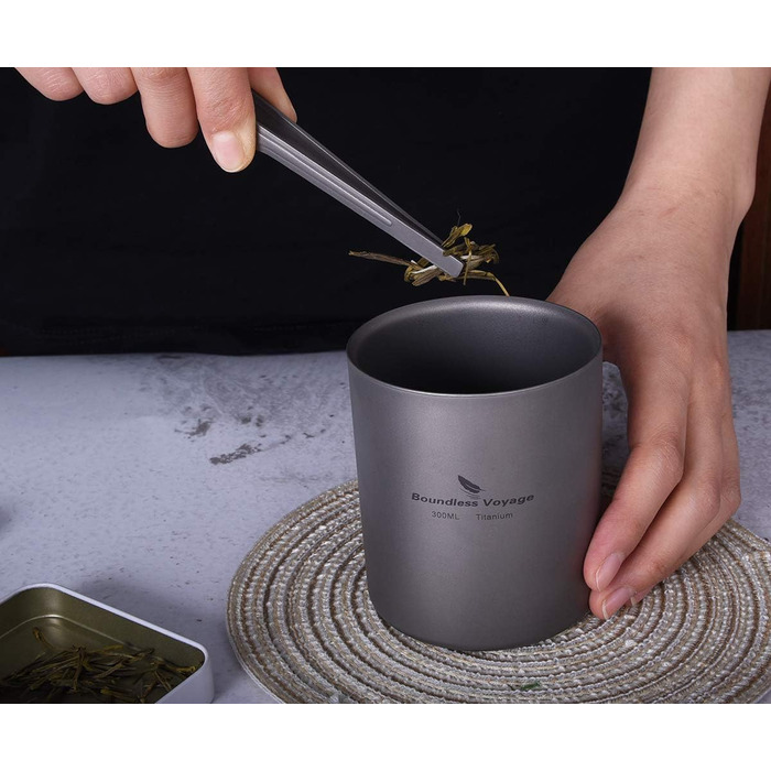 Титанова кружка iBasingo Складна дорожня кружка для кемпінгу на відкритому повітрі 4 в 1 120 мл 180 мл 300 мл 450 мл ізольована чашка з подвійними стінками Посуд для кавових напоїв Легкий посуд для щоденного використання в походах Ti3032D (180 мл Cup-ti30