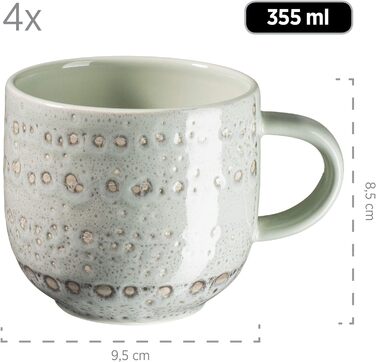 Набор посуды с ручной росписью MSER серии 931743 Spicy Market на 4 персоны в средиземноморском винтажном дизайне, комбинированный сервиз из 16 предметов из керамики, керамогранит (зеленый, розовый, синий)