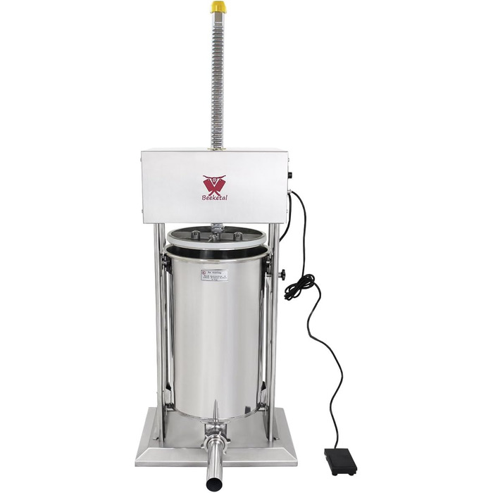 Промислова машина для наповнення ковбас Beeketal &39BTH07&39 з нержавіючої сталі (об&39єм 7 л/горизонтальна конструкція), професійна машина для наповнення ковбас з 2-швидкісним повністю металевим механізмом і рукояткою, включаючи 5 насадок для напов