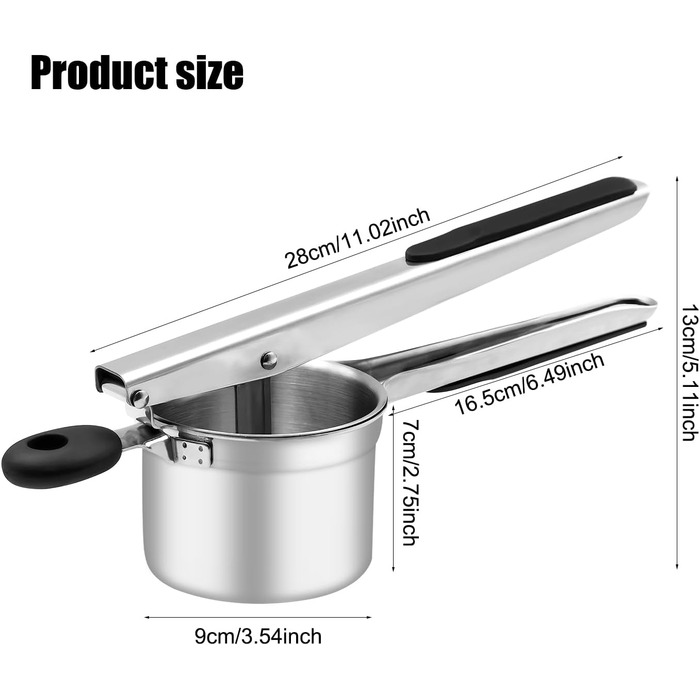 Прес для картоплі з 3 змінними ріжучими пластинами, сріблястий BSDLZCH