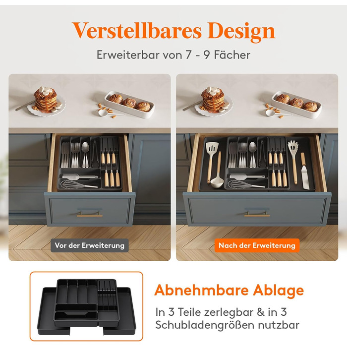 Органайзер для столових приладів 60 х 40 х 4,6 см 2 шт чорний Lifewit