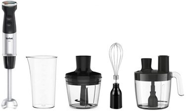 Tefal Блендер заглибний Quickchef+, 1000Вт, 4в1, чаша-800мл, чопер-500мл, кухонний комбайн 5в1, турборежим, сіро-чорний