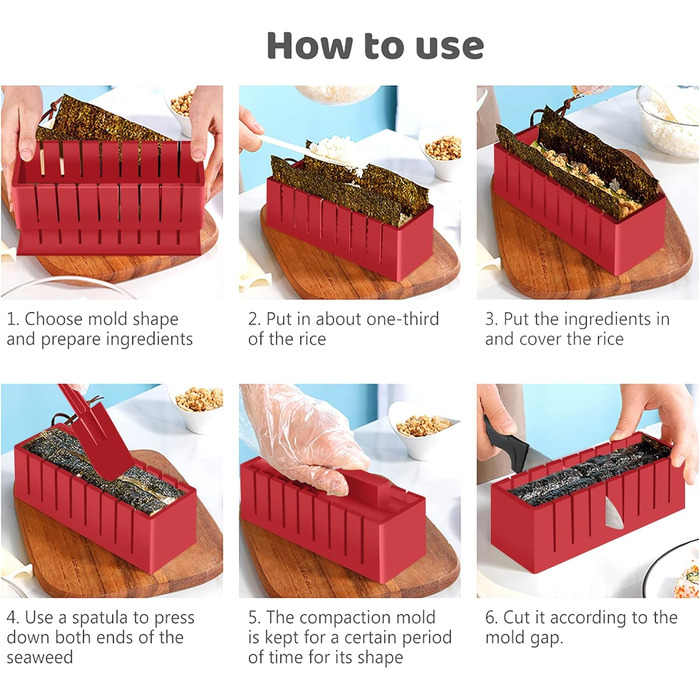 Набір для приготування суші 12 предметів червоний SKYSER