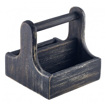 Держатель столовых приборов, акация 15 x 15 x 15,3 см, черный, GenWare