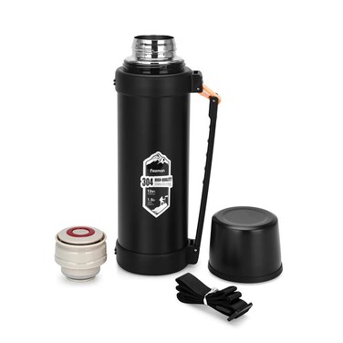 Термос Fissman 1500 мл колір чорний нержавіюча сталь (9869)