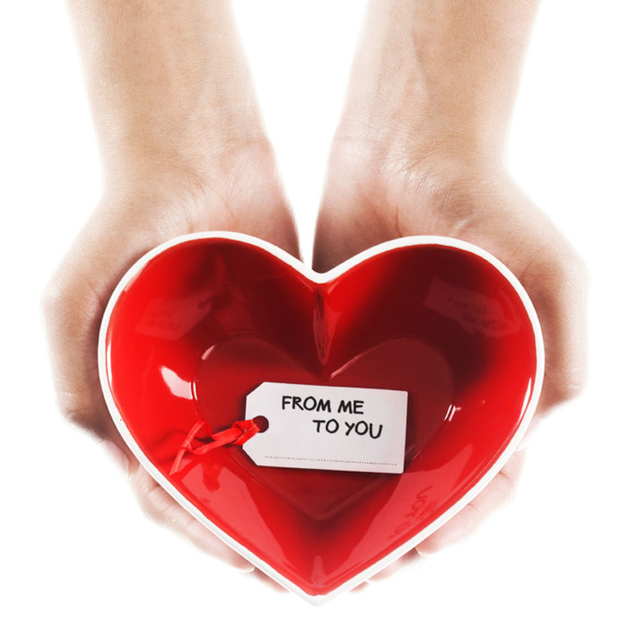 Миска у вигляді серця, біла / червона Sagaform