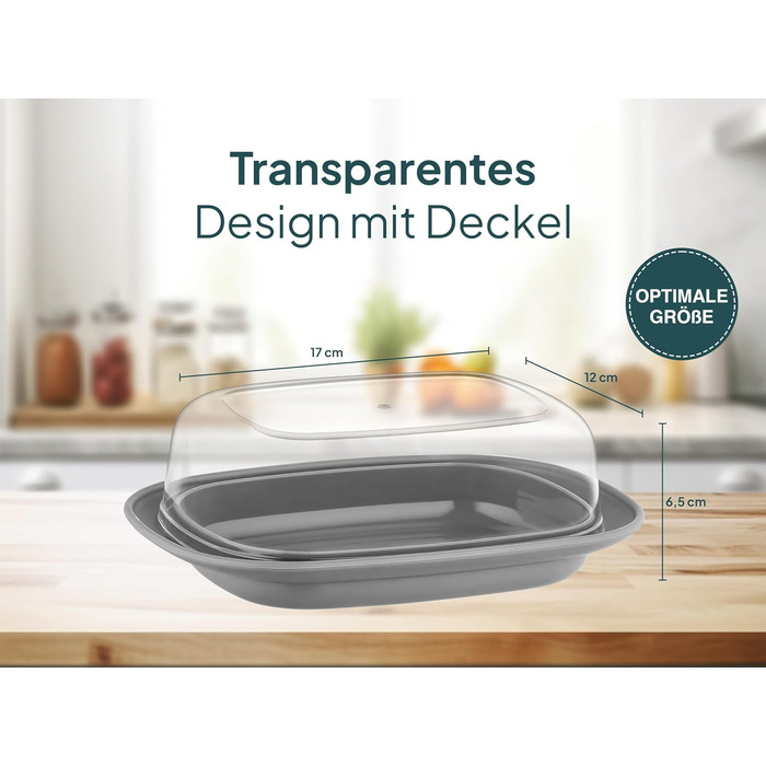 Маслянка з пластиковою кришкою, Маслянка з кришкою, Маслянка Можна мити в посудомийній машині, Коробка для масла, Контейнер для масла, Маслянка, Банка для масла, Маслянка - Синя x2 (Anthracitex2)