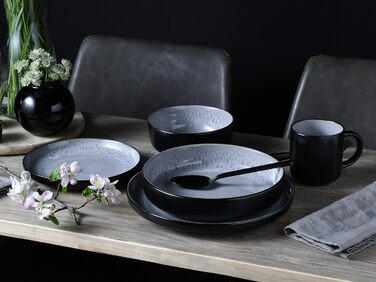 Серія Nordic Fjord набір посуду з 18 предметів, набір тарілок з кераміки (комбінований сервіс 10 шт. , іній), 21551