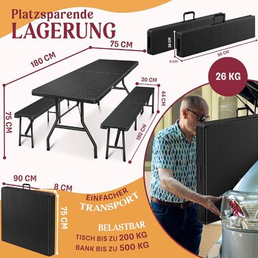 Стіл для кемпінгу 180 х 75 х 75 см KESSER