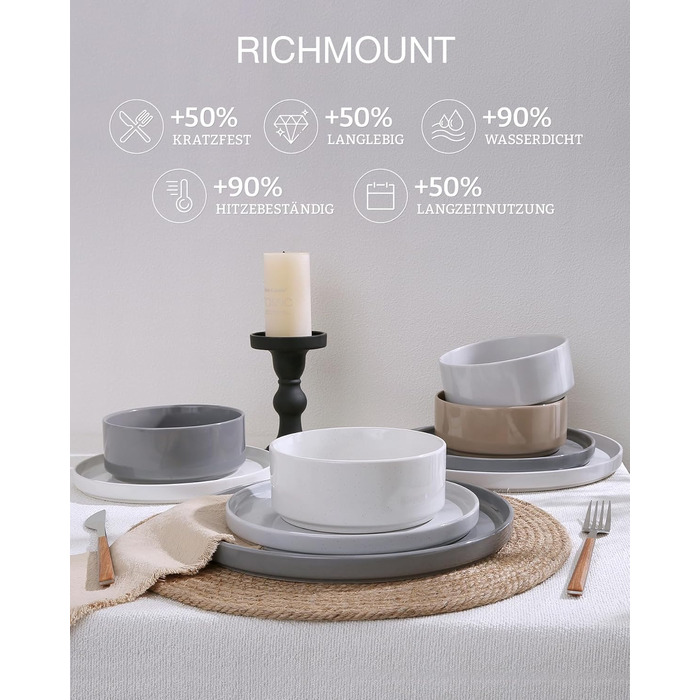 Набір посуду Richmount Nebula для 6 осіб, набір тарілок та мисок із 18 предметів, набір посуду з крапчастої кераміки, можна мити в мікрохвильовій печі та посудомийній машині, сервіз Nebula для 6 осіб (різнокольоровий, сервіз Nebula для 4 осіб)