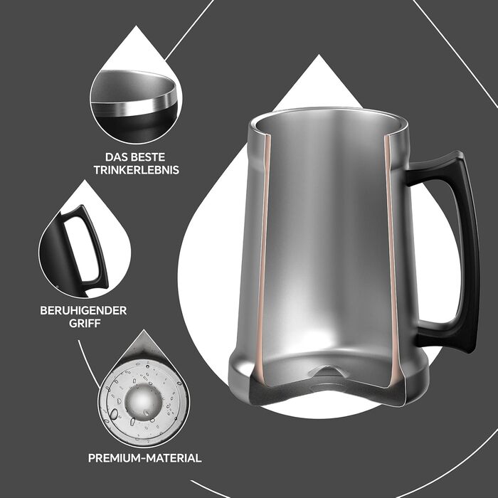 Термокухоль для пива 1 л чорний Ideus