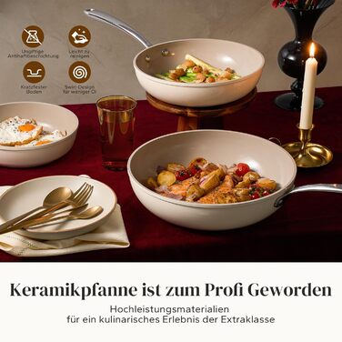 Сковорода с керамическим антипригарным покрытием и крышкой 28 см Redchef