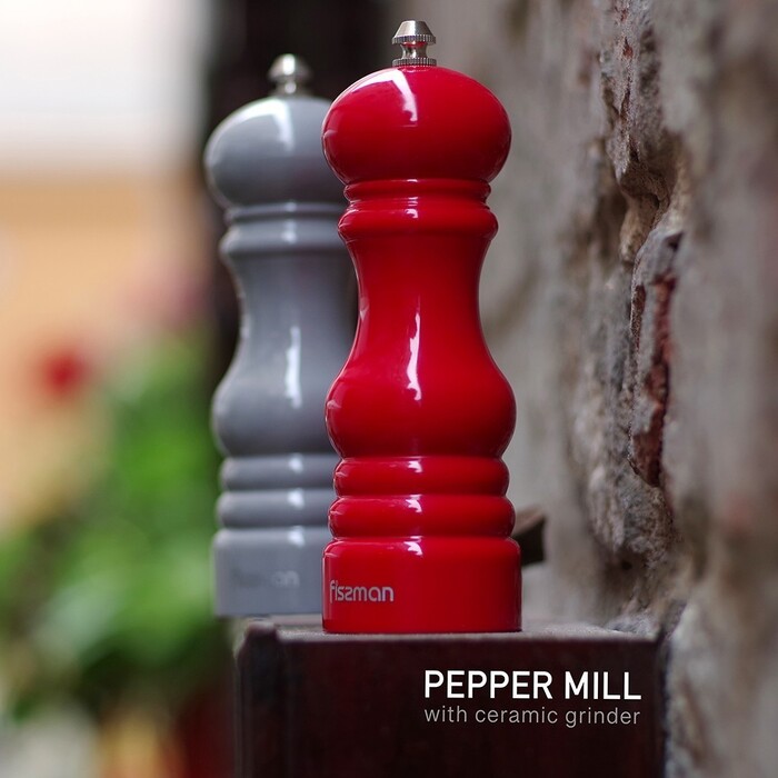 Мельница Fissman для соли и перца 17x6см, КРАСНЫЙ пластик, с керамическим механизмом (8214)
