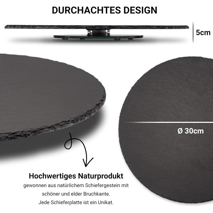 Круглая вращающаяся тарелка 30 см черная Fino Casa