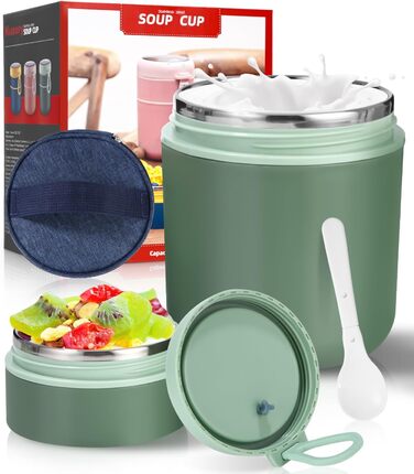 Стаканчик для пластівців 710 мл із складаною ложкою, зелений Nuxory