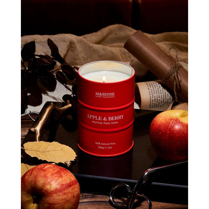 Ароматичні свічки M&SENSE з натурального соєвого воску, натуральна соєва свічка для домашнього декору, тривалий час горіння до 70 годин, класні подарунки-свічки для чоловіків і жінок (320 г, Hgelfeld Windblumen)