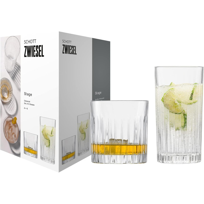 Набір склянок для віскі та лонгдрінків, 8 предметів, Stage Schott Zwiesel