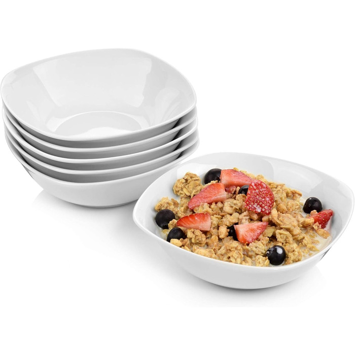 ПЕВЕЦ Белый столовый сервиз Bilgola, набор фарфоровой посуды из 30 предметов на 6 персон, набор тарелок округлого дизайна, обеденная тарелка (миски для хлопьев 6 шт.)
