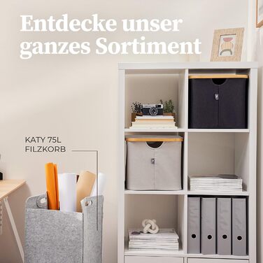 Кошики для зберігання, сумісні з IKEA KALLAX Shelf - Кошик для зберігання деревини Small Anthracite - Коробка для зберігання Полиця Кошик для зберігання - Паперовий ящик Кошик з фетру Складний кошик для білизни (40 л з кришкою, бежевий/сірий)