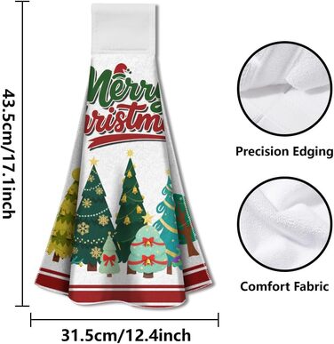 Набір з 2 різдвяних кухонних рушників 31,5 x 34,5 см з петлею для підвішування, Різдвяні ялинки WADORN