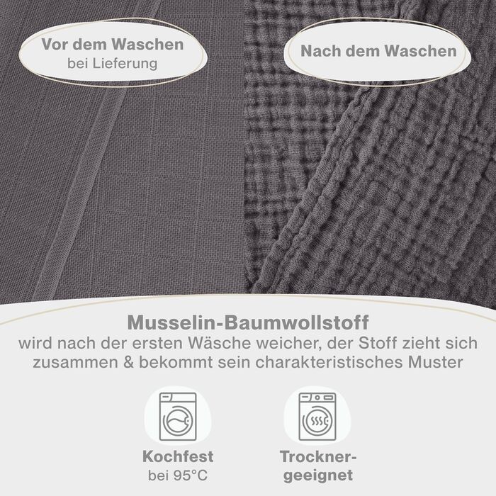 Серветки для відрижки в наборі з 10 шт. з чистої бавовни - Нетоксичні муслінові серветки 70x70 - Абсорбуючі муслінові серветки - Муслінова тканина як мусліновий підгузок, який можна прати - Бежевий (Антрацит, 20 шт. )