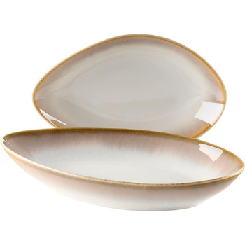 Сучасний набір посуду на 4 персони з унікальною формою та градієнтом кольорів від кремово-білого, вінтажний вигляд із 16 предметів, керамограніт (сервірувальні миски, бежевий), 931991, La Sinfonia