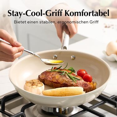 Набор из 3 керамических индукционных сковородок 20/24/28 см, бежевый Redchef