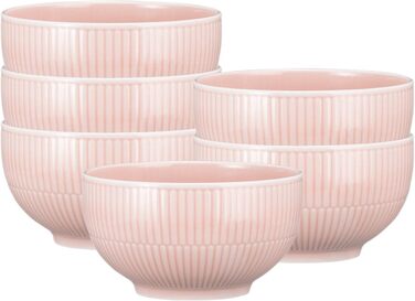 Миска для пластівців Seltmann Weiden Amina, 15 см, кругла десертна миска з ніжним рельєфним візерунком, придатна для миття в посудомийній машині та використання в мікрохвильовій печі, порцеляна, зелений (рожевий), 6 предметів (1 упаковка)