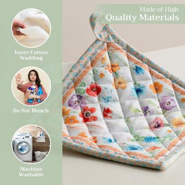 Рукавички для духовки Maison d&39 Hermine, підставки для каструль, 100 бавовна, термостійкі кухонні рукавички, рукавички для духовки (19 см x 33 см) та підставки для каструль (20 см x 20 см) для приготування їжі, Morzine - рукавички для духовки (19 x 33 с