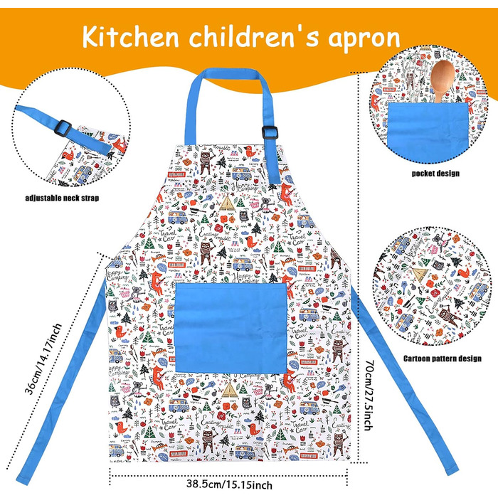 Фартук кухонный для детей с шапкой шеф-повара 38,5 х 70 см Chstarina