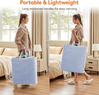 Окремо стоячий кошик для білизни Lifewit, розбірний великий кошик для білизни з подовженими ручками для одягу, іграшок, 2 упаковки (синій, 100 л)