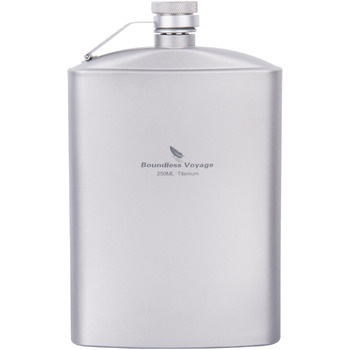 Мл Титанова стегнова колба Кишенькова пляшка для алкогольних напоїв Flagon Зовнішня плоска пляшка для алкоголю Кемпінговий ультралегкий винний горщик з лійкою Ti3061D (пляшка 250 мл-ti3063D), 200