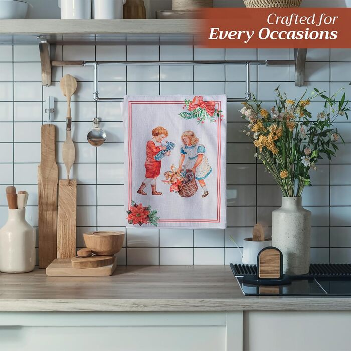 Набір із 3 багатоцільових кухонних рушників Maison d&39 Hermine Rural Christmas, 100 бавовна Барні рушники День подяки/Різдво (50 см x 70 см) (хромований)