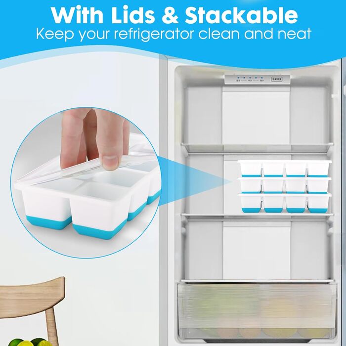 Силіконова форма для кубиків льоду Sinnsally, Набір з 3 формочок для кубиків льоду та льодових кубиків, Кубики льоду з кришками, Кулька для форми для кубиків льоду, Форма для льоду, Контейнер для кубиків льоду, Силіконова форма для кубиків льоду, Форма дл