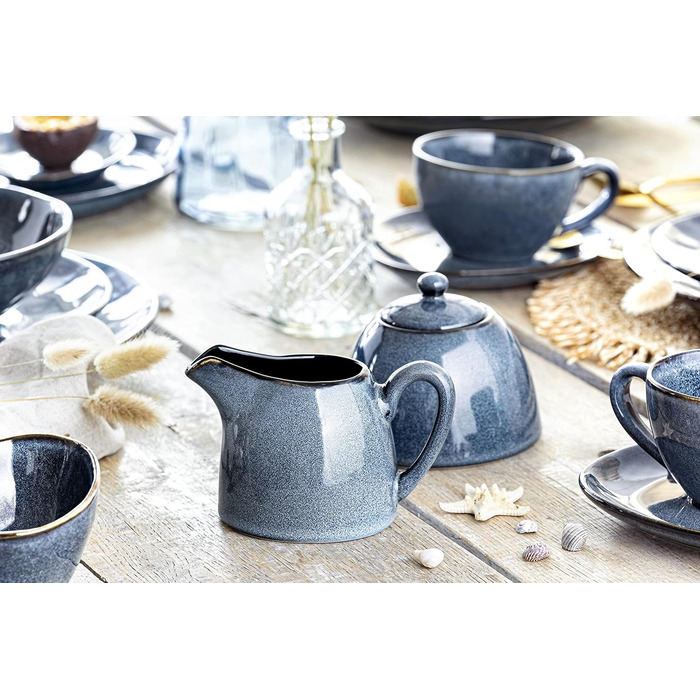 Співачка Набір молока та цукру Darwin 3 шт., Цукорниця та набір глечиків для молока Кераміка, Цукорниця з кришкою та глечиком для молока, Контейнер для молока та дозатор цукру ручної роботи, Контейнер для цукру Синя цукорниця та Глечик для молока синій