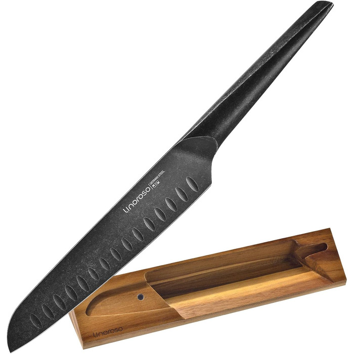 Дюймов Santoku Knife Кухонный нож Острый нож для мяса Профессионально выкованный из импортной высокоуглеродистой нержавеющей стали с красивым магнитным держателем для ножей - Метеорит Нож Santoku Meteorite Style, 7