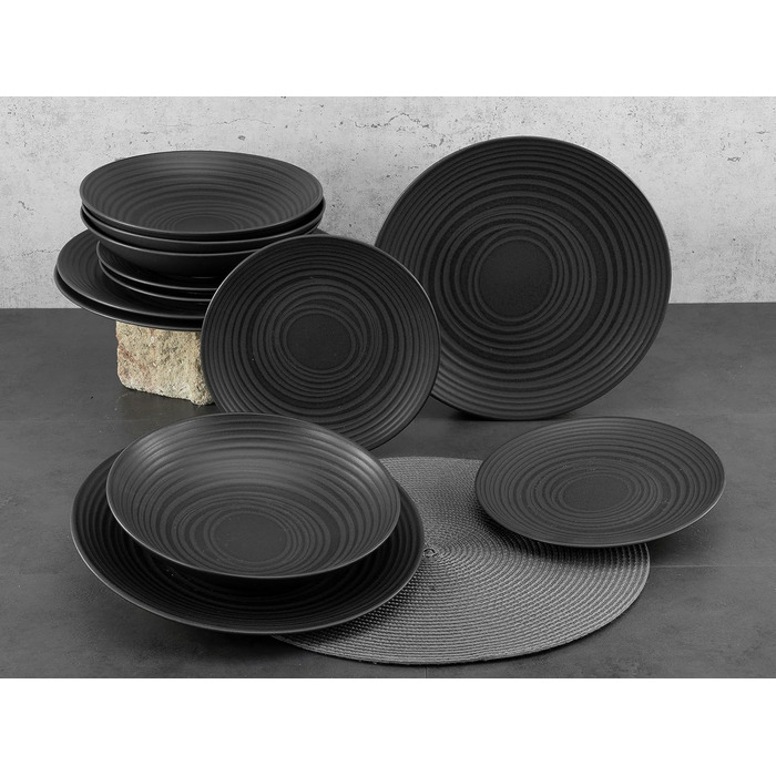 Набір тарілок на 4 персони, 12 предметів, Lava Stone Creatable