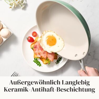 Набор индукционных сковородок со стеклянными крышками, 6 предметов 20, 24, 28 см, зеленый Redchef