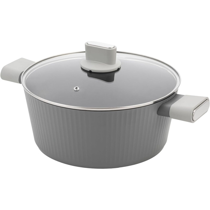 Алюмінієва каструля FLORINA 16 см 1,6 л Підходить для індукції Керамічне покриття, стійке до подряпин М&39яка ручка під дерево Термостійка Для всіх варильних поверхонь Легко миється (SERRANO, 6,1 л - 28 см)