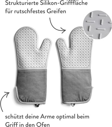 Набор 2 шт. Силикон и хлопок, термостойкий (прихватки, серый)