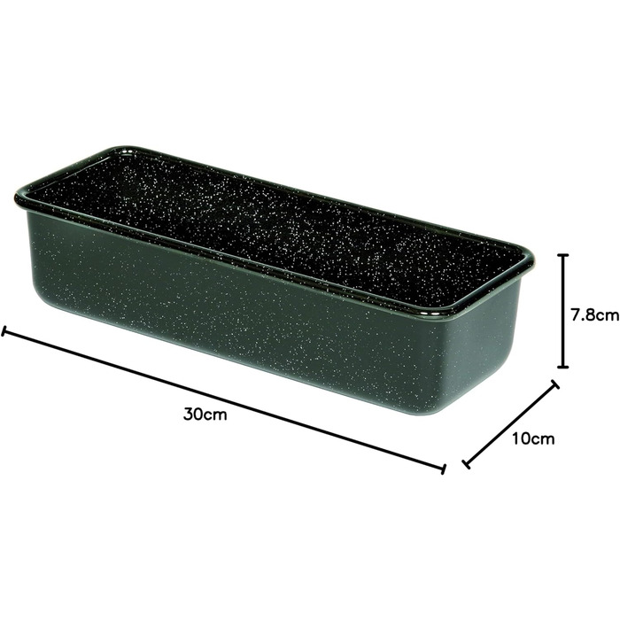Професійна форма для випічки пекаря, форма для королівського торта, ємність 1,7 літра, висота 7,8 см, ширина 10 см, довжина 30 см, емаль, чорна, форма для випікання хліба, індукція, емальована форма для випічки, форма для випічки хліба, 0638-022