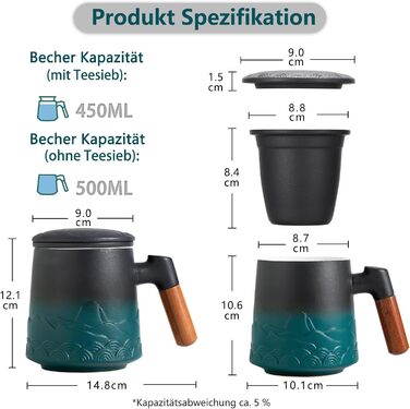 Кружка с крышкой и ситечком, 500 мл Zens