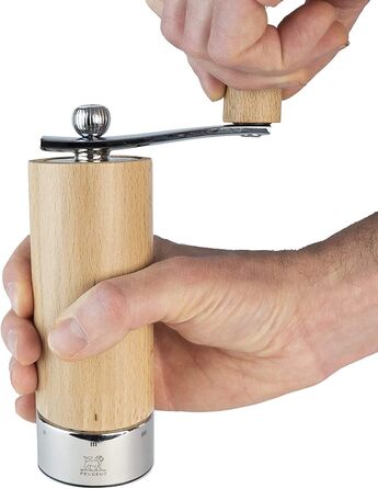 С кривошипом, Классическая регулировка помола, Высота 18 см, Дерево/нержавеющая сталь, натуральный, 37307 (Соляная мельница, натуральная и нержавеющая сталь)
