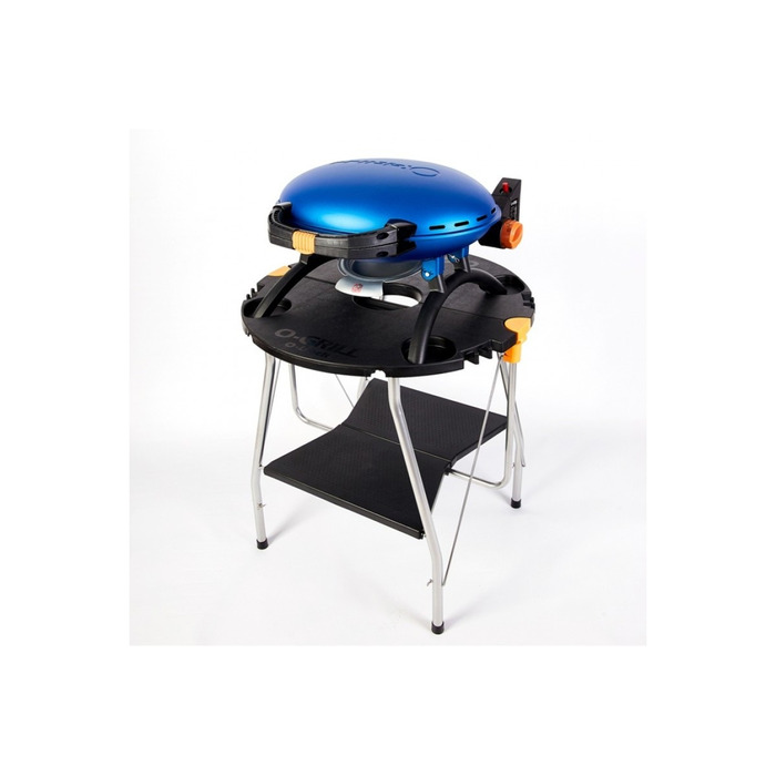 КОМПЛЕКТ Портативний переносний газовий гриль O-GRILL 500, синій  + шланг в подарунок! Код: 011673